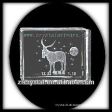 K9 3D Laser graviert Steinbock in Crystal Block